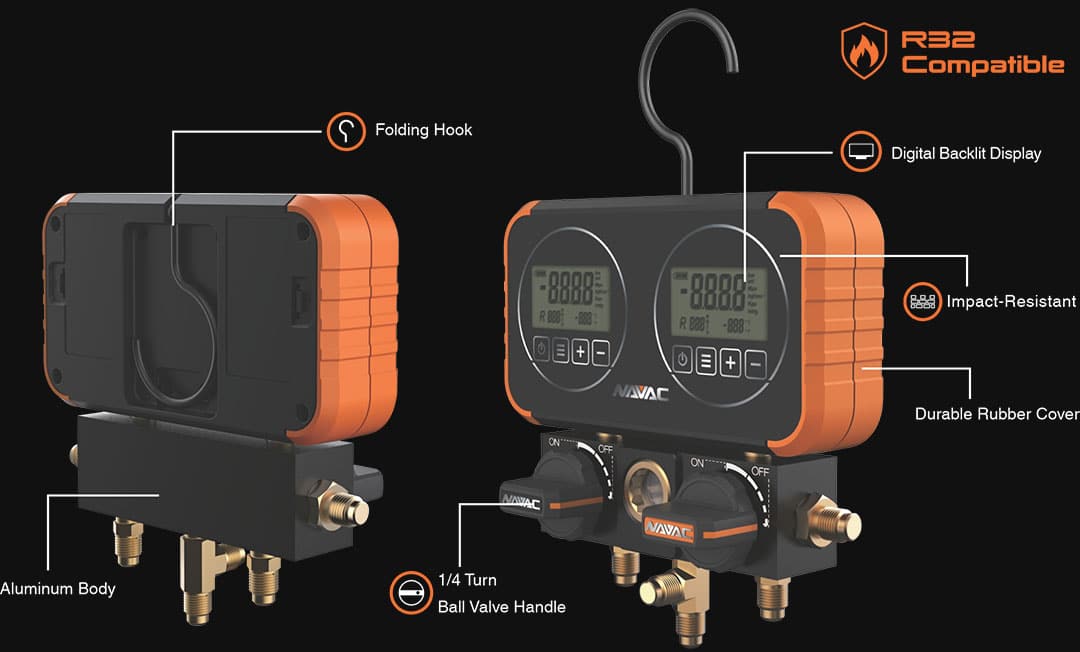 Manifold Gauges with Digital Display N2D4H NAVAC